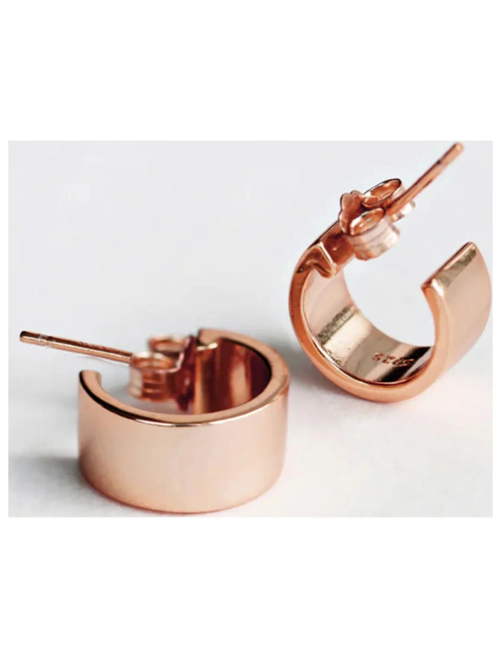 CHUBBY EARRINGS HOOP BOSS ROSE SILVER GOLD MINI STERLING 18K OVER