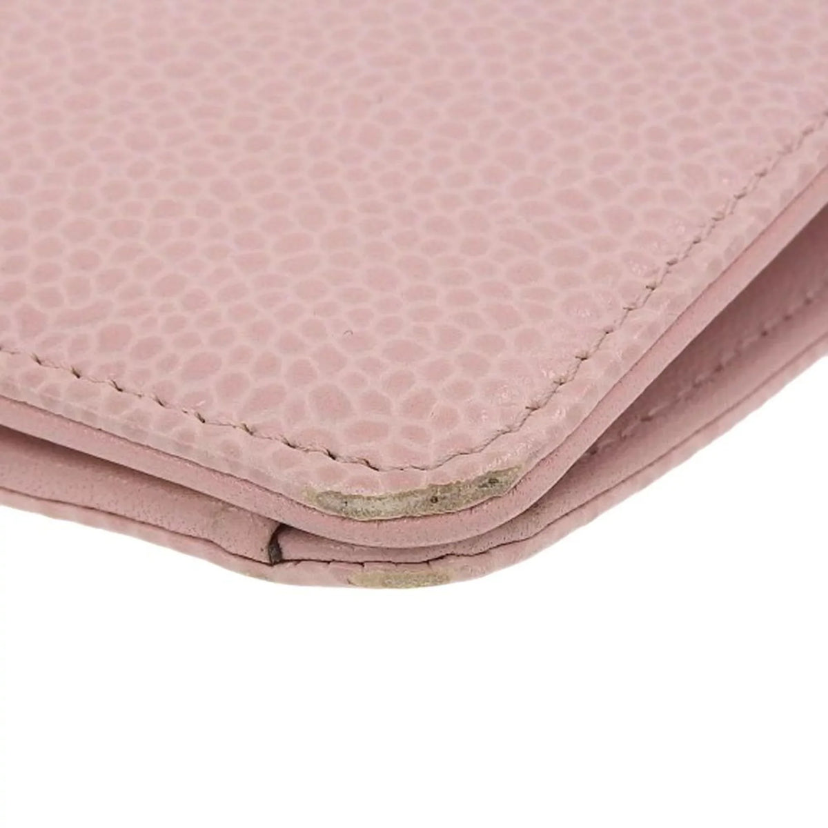 logo series caviar A48651 here pink Pre-Owned bi-fold Chanel skin wallet long (Good) 16 CHANEL mark