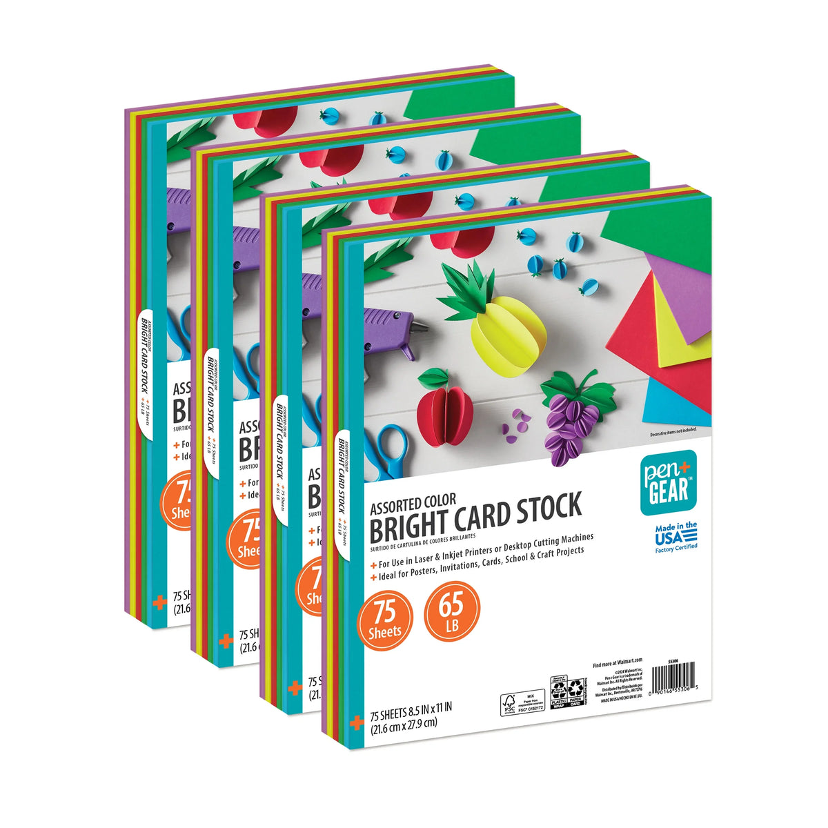 Assorted 65 Bright, 300 Stock Pen 11, Gear Paper, + Card Sheets 8.5 x lb,