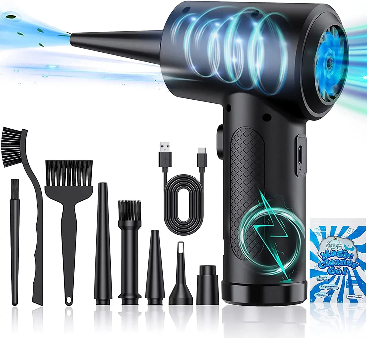 Good Computer Replacement Air Keyboard 7600mAh Electric Cans Adjustment, Rechargeable 3 & Air Reusable Compressed Air for for Gears Cleaner Compressed 100000RPM Office, Cordless Duster Duster,