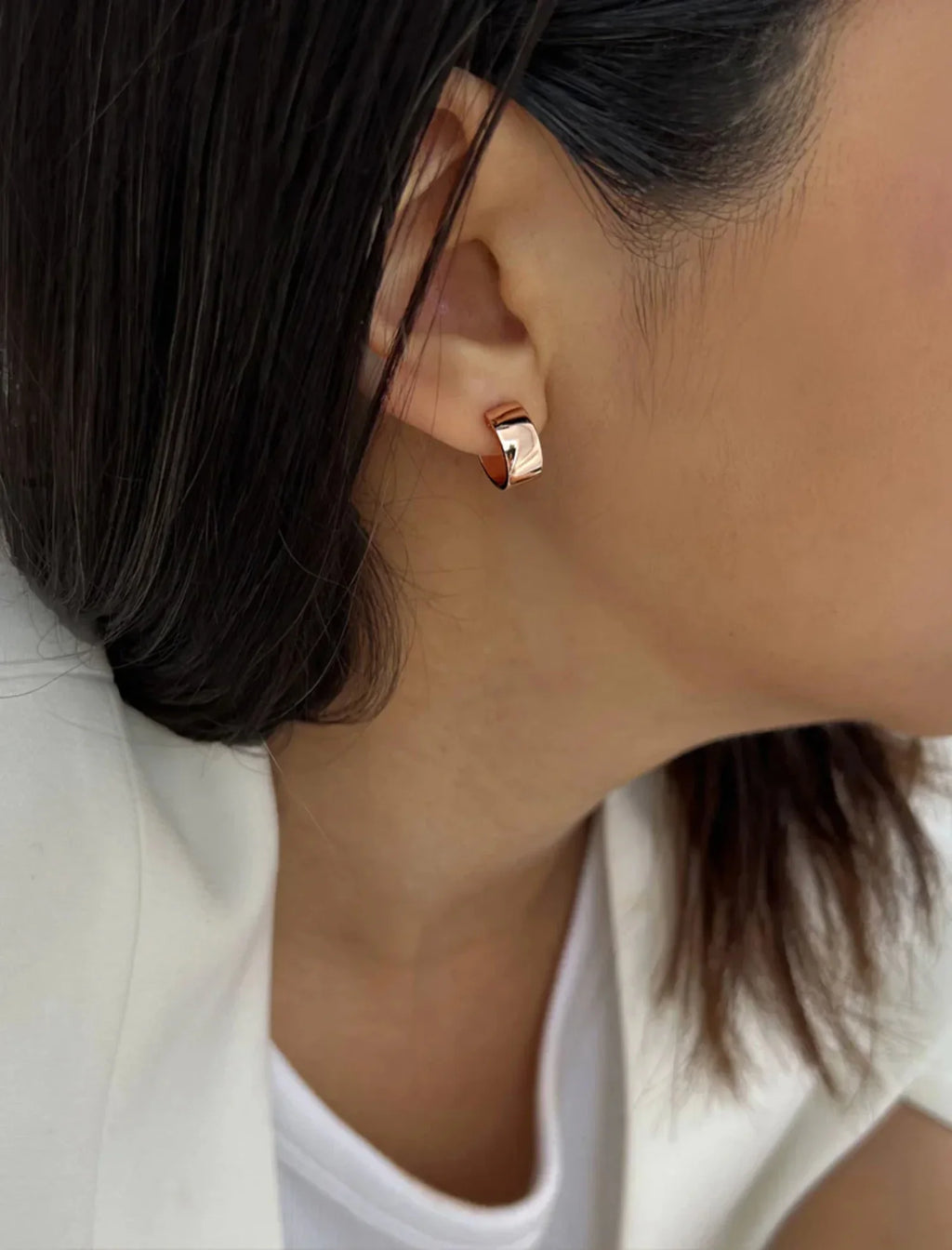 CHUBBY EARRINGS HOOP BOSS ROSE SILVER GOLD MINI STERLING 18K OVER
