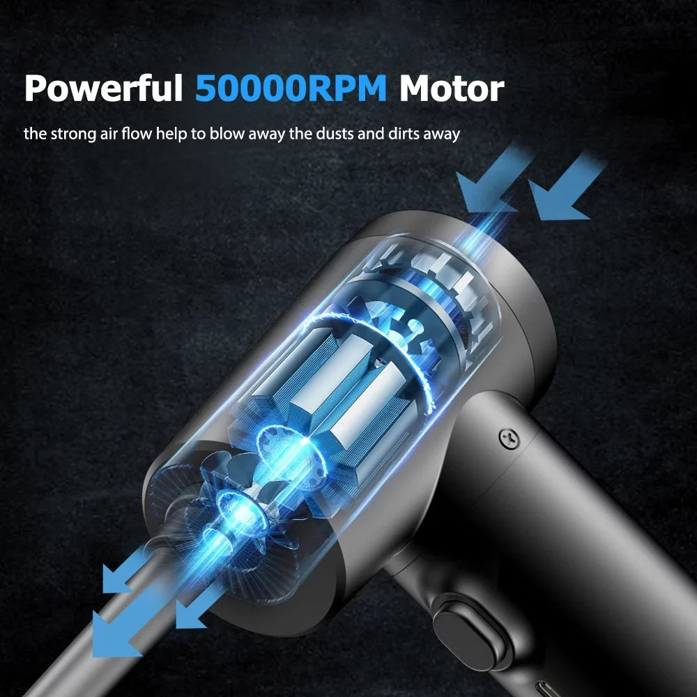 Electric Air for 50000RPM 6000mAh Portable Charge Light, with LED Cordless Blower Duster, Rechargeable Air Compressed Keyboard Fast Duster Air Computer