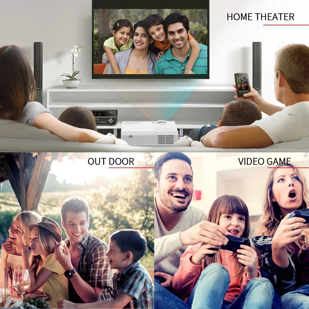 Portable AV 1080P Support with 200'' PS4, HDMI, Projector 65000 TF, with Lamp Leisure Stick, Supported TV VGA, VANKYO Hours Life, LED Display, Projector and Compatible (White) 3 USB Mini