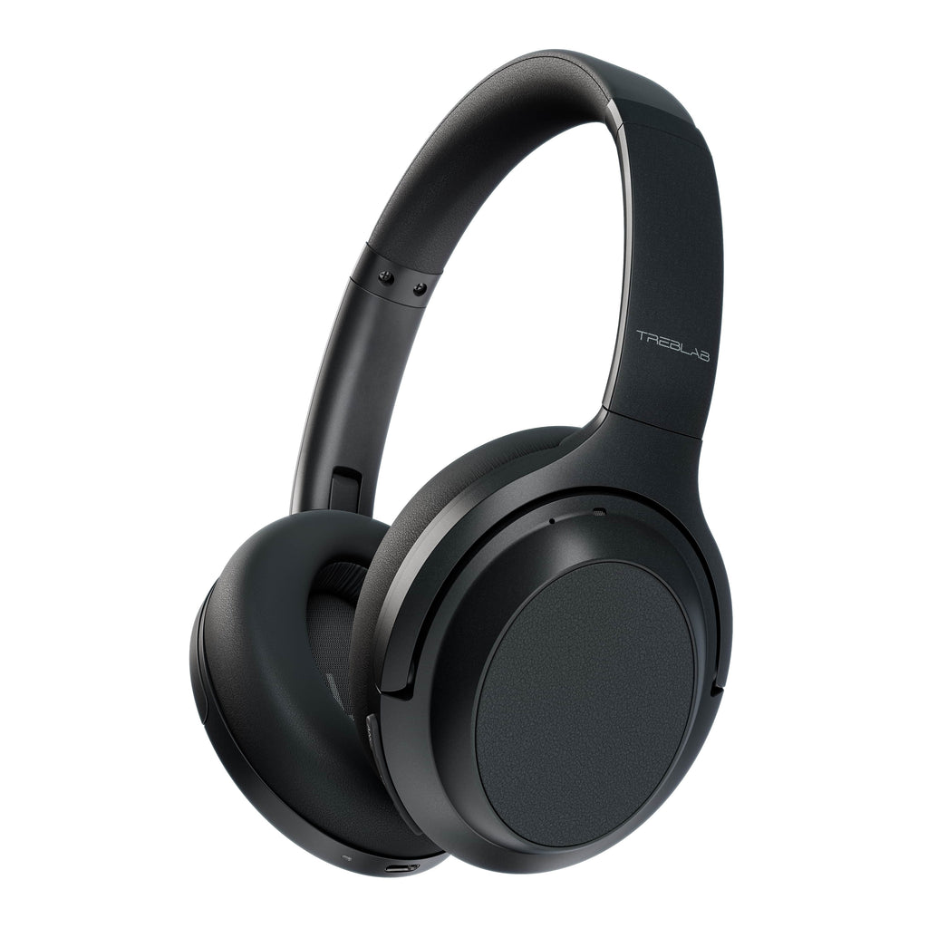 w/aptX, 45H USB-C TREBLAB Headphones with Control Touch Charging, Active Stereo Over Z7 Fast Bluetooth - Wireless Mic Hybryd Playtime & Noise - ANC Headphones (Grey) Canceling PRO Sound, Ear