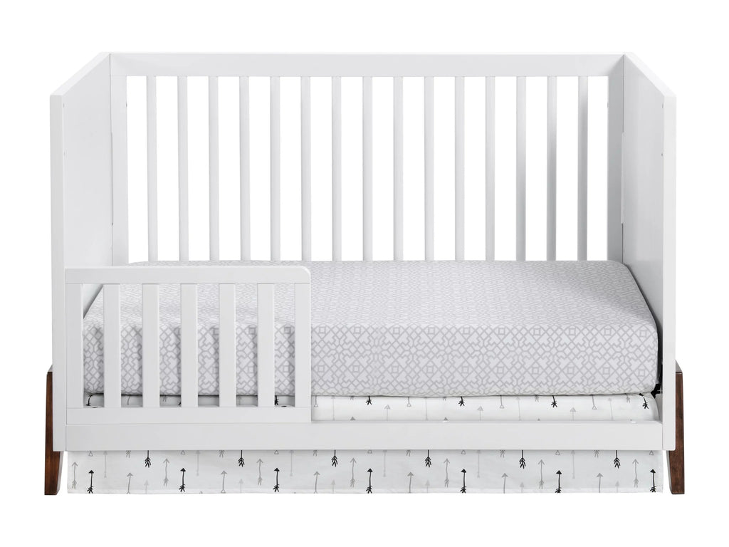 White 3-in-1 Mari & Baby Walnut, Convertible Crib Crib, Oxford Island Wooden Modern