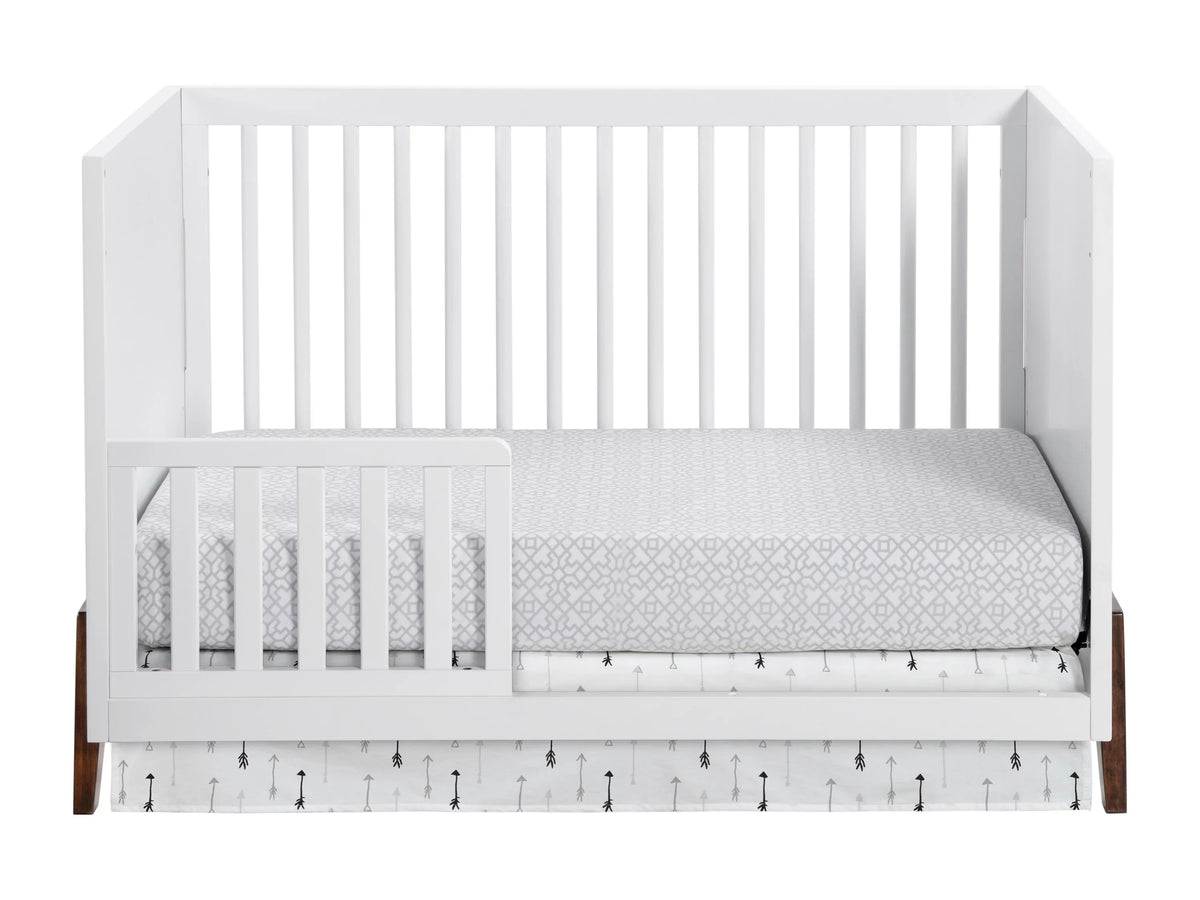 White 3-in-1 Mari & Baby Walnut, Convertible Crib Crib, Oxford Island Wooden Modern