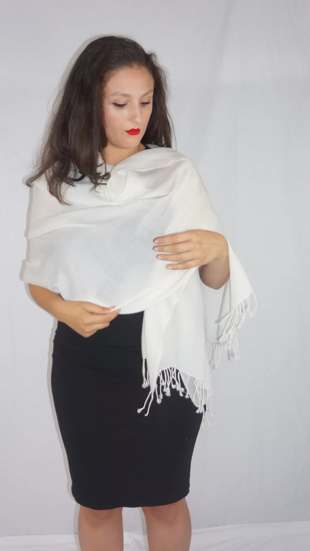 Shawl/Cashmere Scarf/Wool/Silk Shawl/Shawls/Scarf/Scarves/Wrap/Stole/Muffler/Cape/Ruana/Blanket/Throw/Pashmina Regular Shawl) (Cream/Ivory