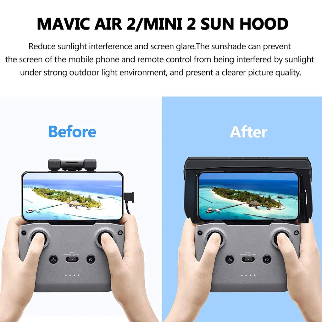 2 Control 2 Remote Air Sun Foldable PU Drone Shade Mavic DJI for Mini Phone Hood