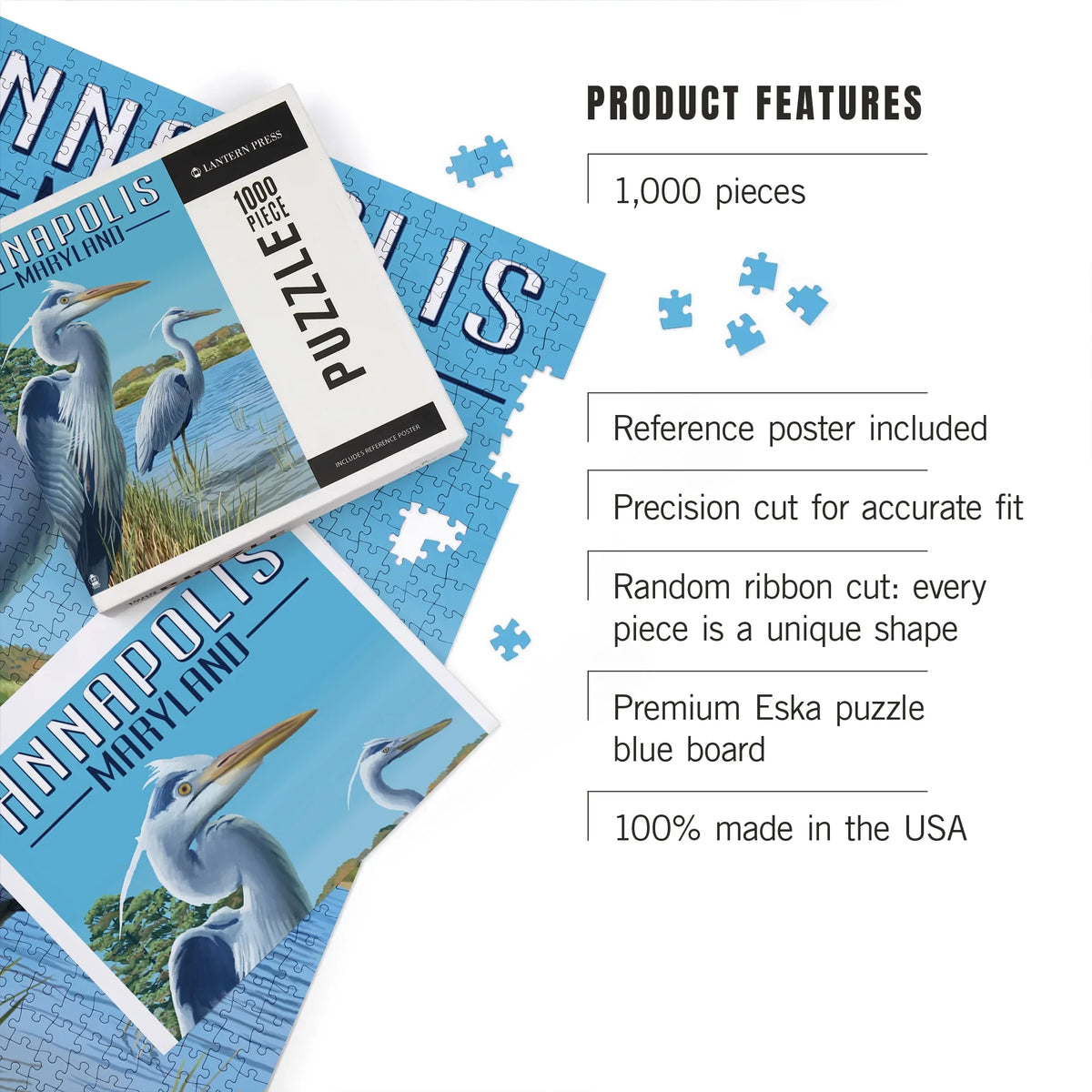 Lantern Annapolis, Maryland, Piece Press Herons Puzzle, Blue 1000 Jigsaw