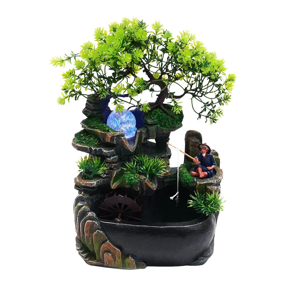 Fengshui Fountain Ornament Waterfall Miumaeov Rockery Decor Zen Desktop