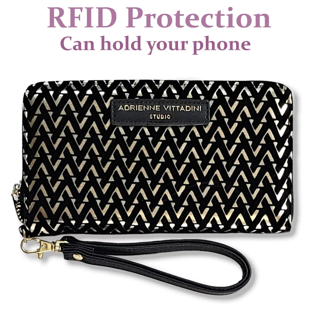 Wallet Vittadini Adrienne Phone Wristlet RFID Case Texture Velvet