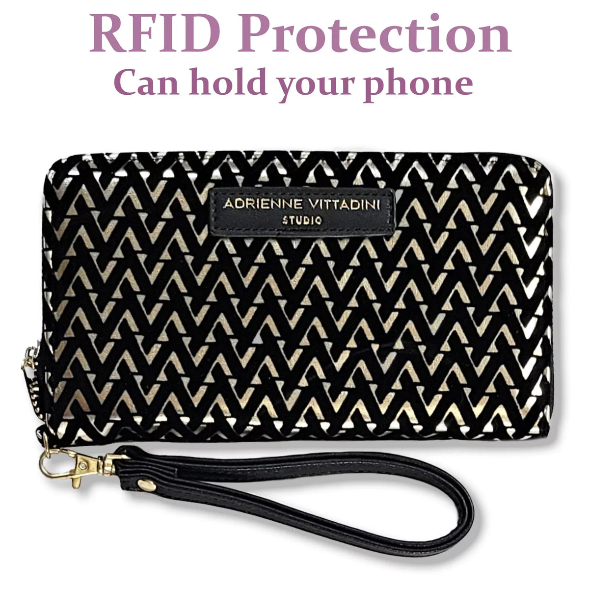 Wallet Vittadini Adrienne Phone Wristlet RFID Case Texture Velvet