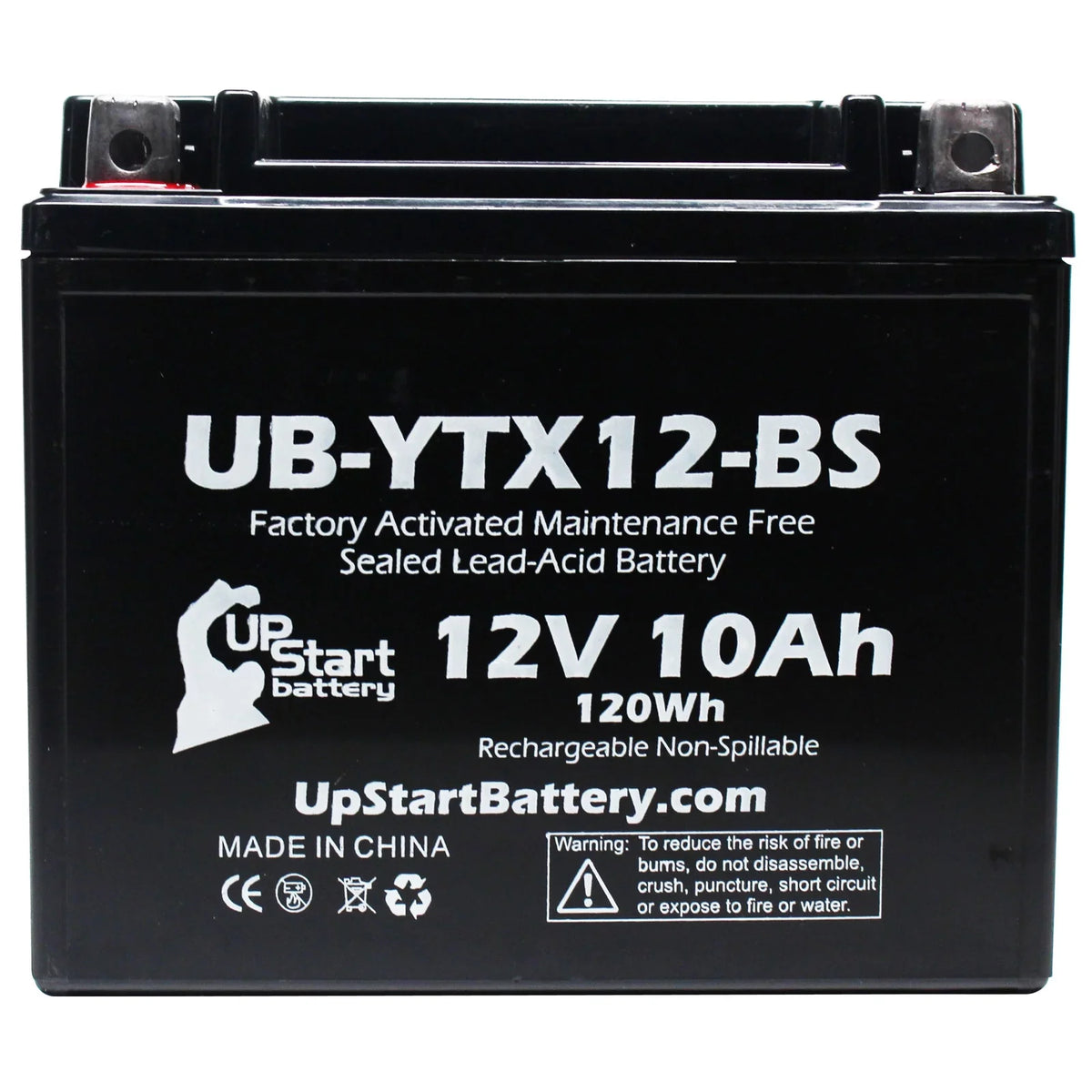 CC Battery Motorcycle 12V, Maintenance - for UB-YTX12-BS 10Ah, GSX-R1000 Free, 4-Pack 1000 UpStart Factory Suzuki 2004 Activated, Replacement Battery