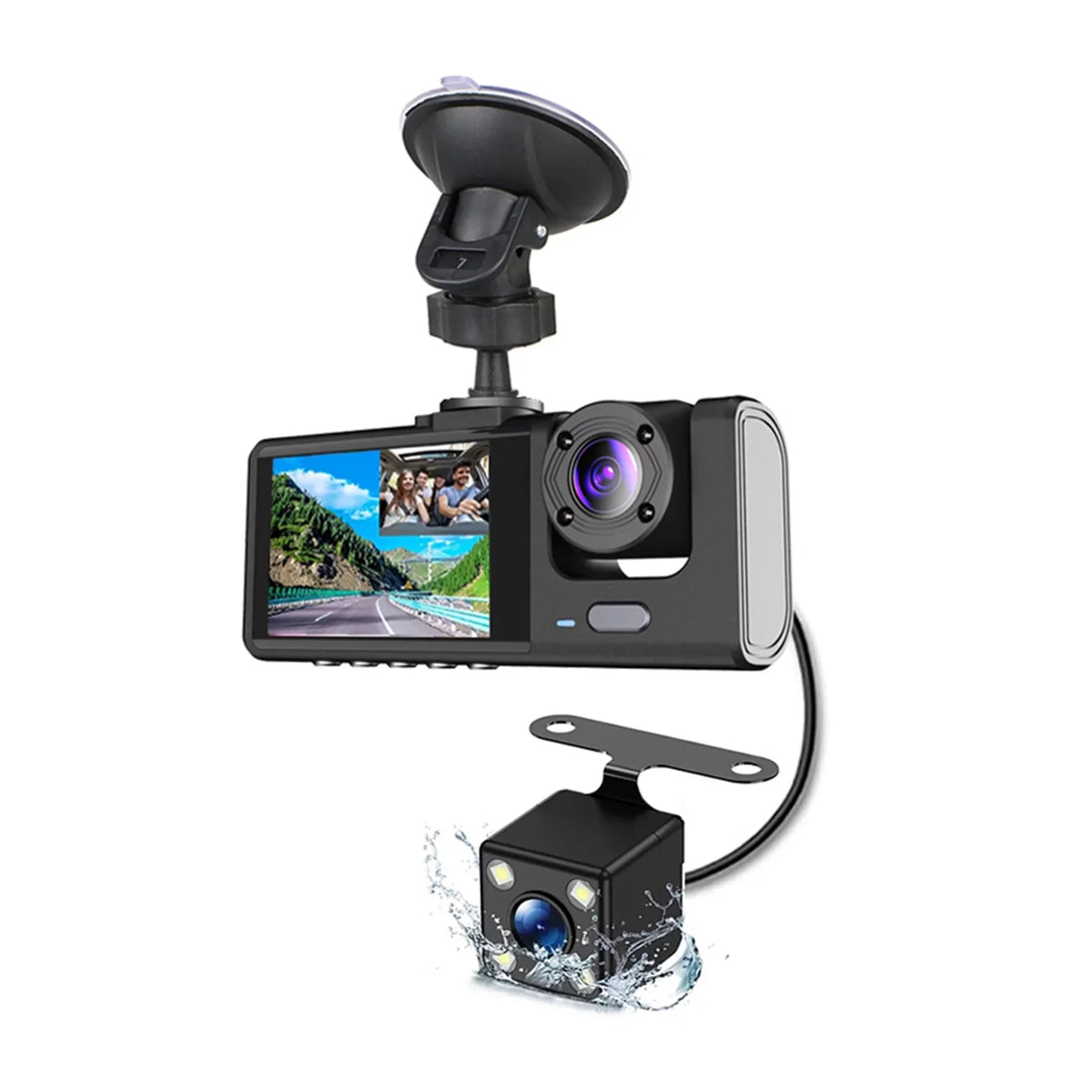 Cam,1080P+720P+480p, Versatile Safety,3-in-1 Car Safety Moobody Car Car Dash Mirror Cam Rearview for Dash
