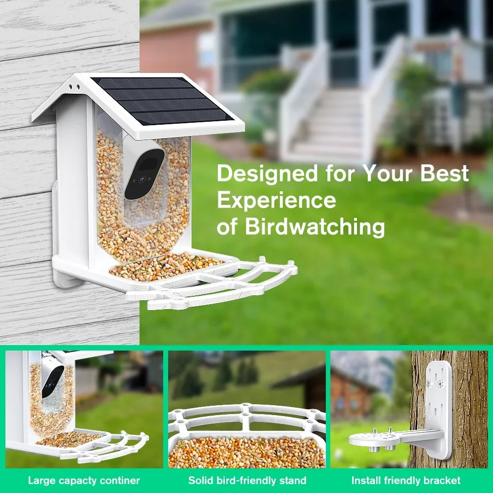 Bird & House, 1080P Species, AI Wi-Fi Auto Bird Solar Bird Feeder ZUPOX APP with White Capture Panel, Camera, Camera Videos Bird HD Smart Identify 2.4G Control