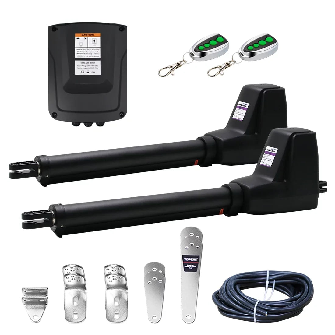 Solar Automatic Operator Powered Compatible to AC with Dual for Double TOPENS per Opener Driveway Gate Control Up Electric Remote Gates Gate Kit Motor Swing AT1202 Duty 18ft Heavy Arm, Gate Swing