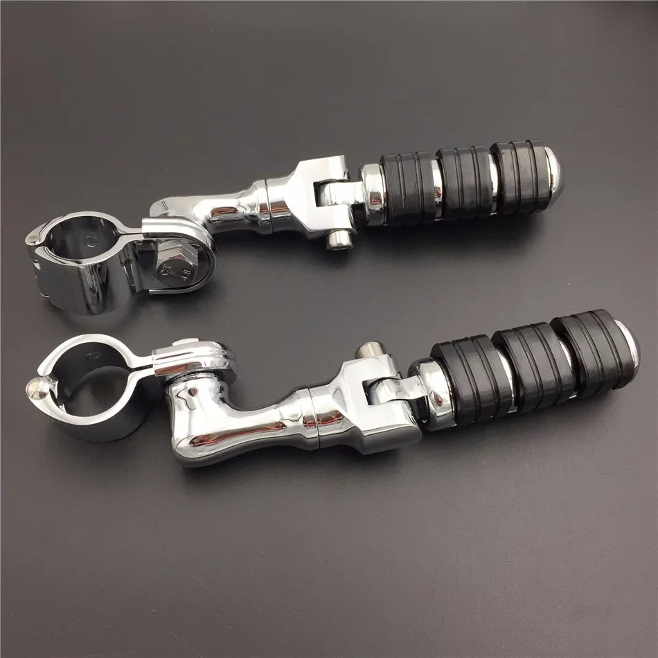 Sportster /Kawasaki VN1500 Harley For HTT-MOTOR Regular VN900 with Pegs 3 Chrome Clamps Rocket VN2000 1.5" Angled 1-1/2" VN400 1200/Triumph Footrest Foot Short XL 883 Vulcan