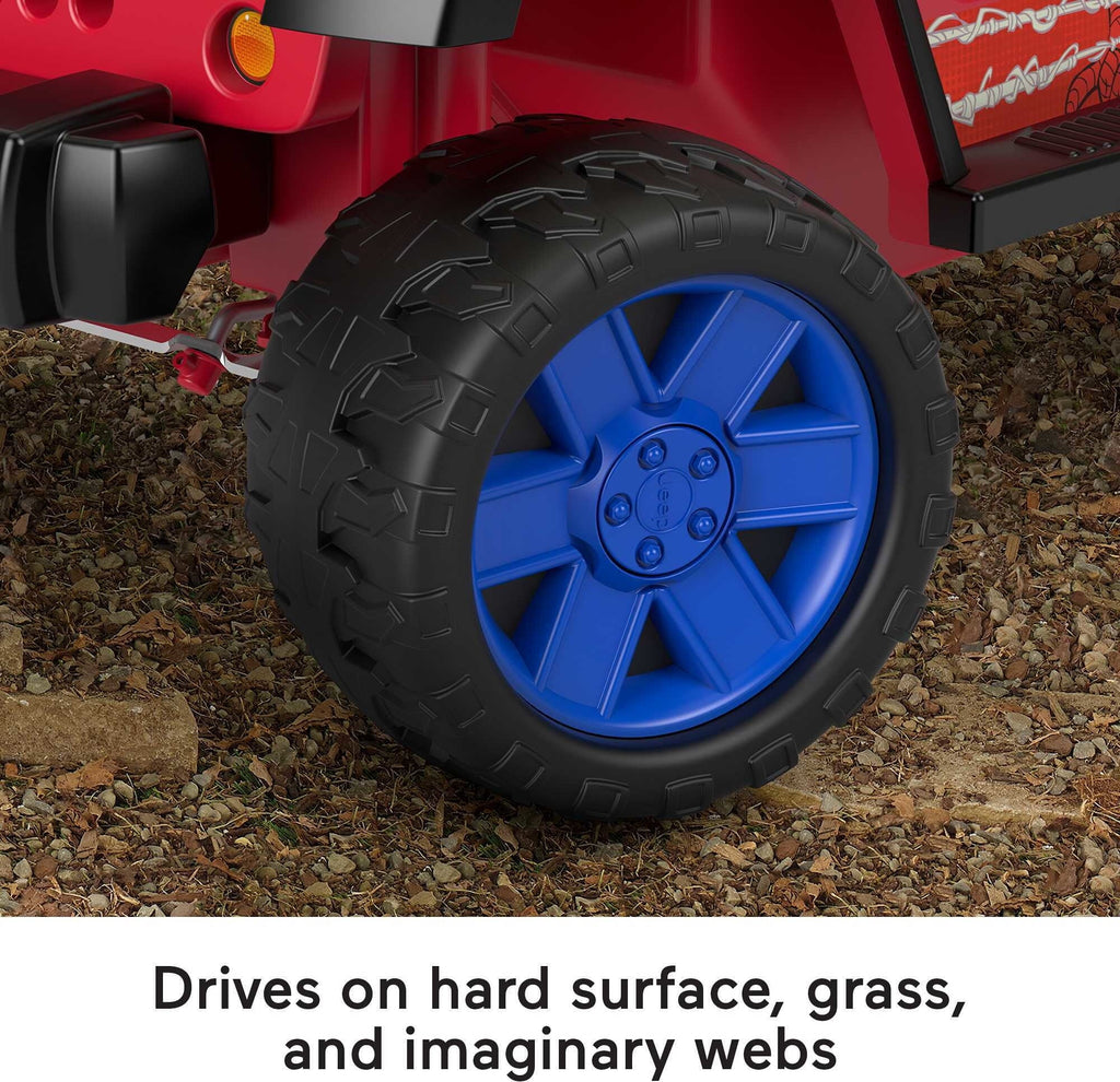 with Ride-On 3-7 Jeep Wrangler Vehicle Child Power Wheels Battery-Powered a Sounds, Spider-Man Ages for 12V