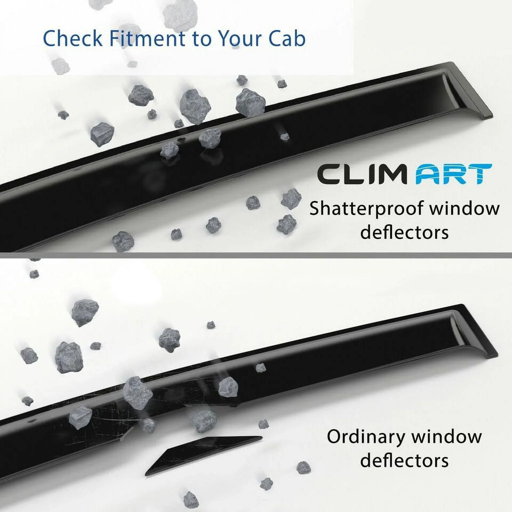 Window Dark Visors, Smoke Rain Truck Deflectors, Cab, Original 315008LP for 2 Incredibly ART Deflector, F150 2015-2020 Window Regular Accessories, Vent Durable in-Channel Guards pcs- CLIM Ford Vent