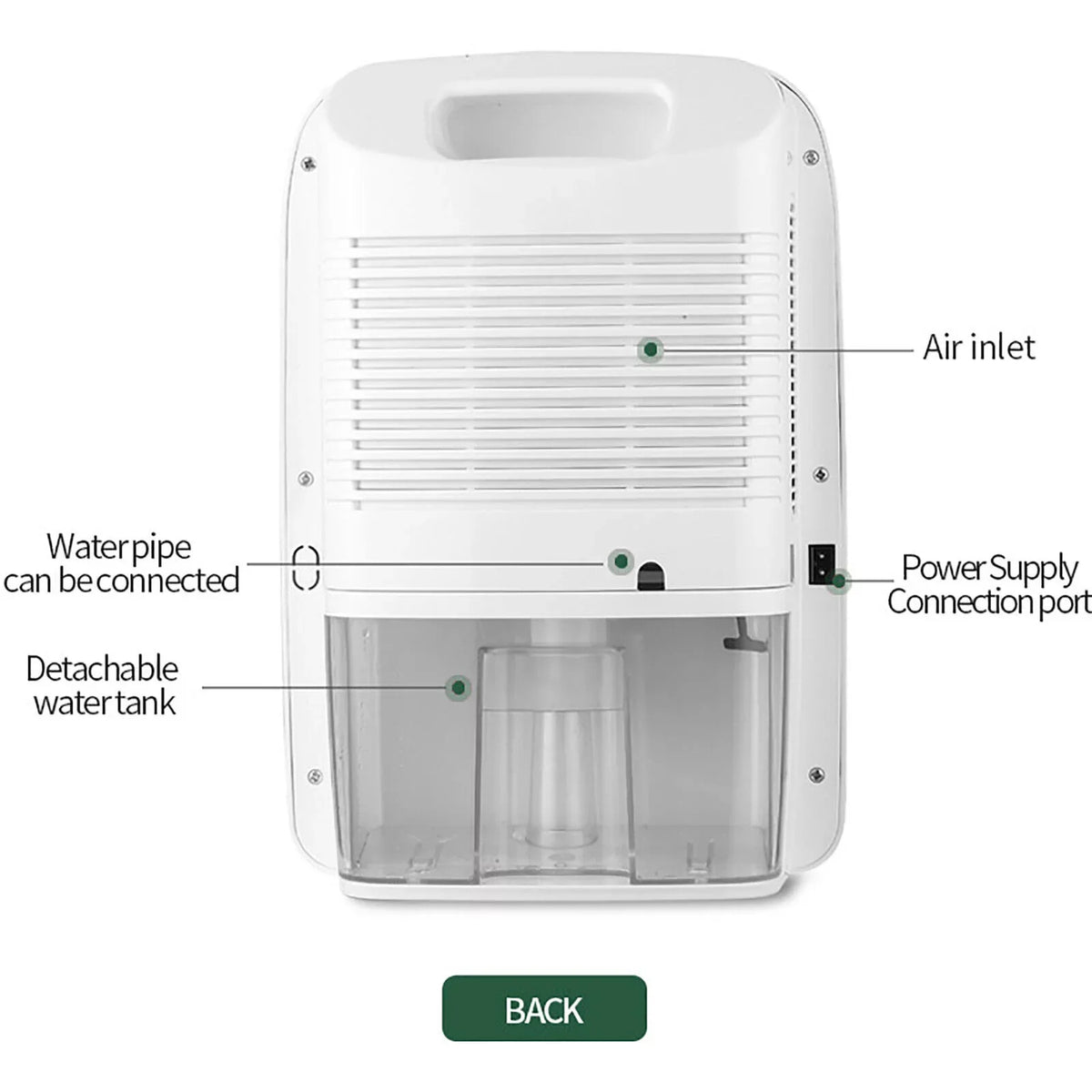 Water Tank RV for Hose ZhdnBhnos 2.5L Garage Portable Moisture w/ Compact Bedroom MIni Caravan Dryer Dehumidifier Drain