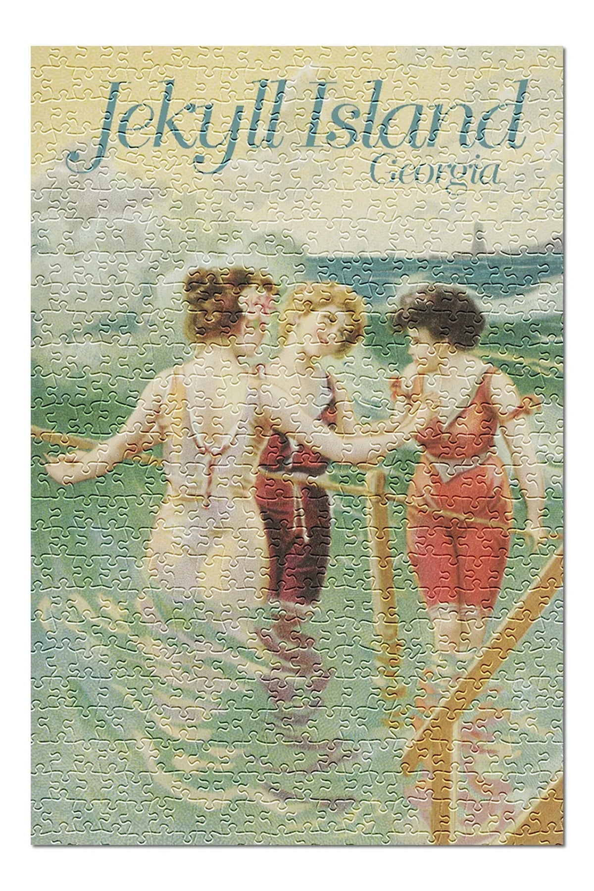 on Vintage (19x27 Piece in Georgia, Family, inches, Jekyll Made for Premium Women in Puzzle Jigsaw Island, USA) Adults and Poster Wading Beach, 500