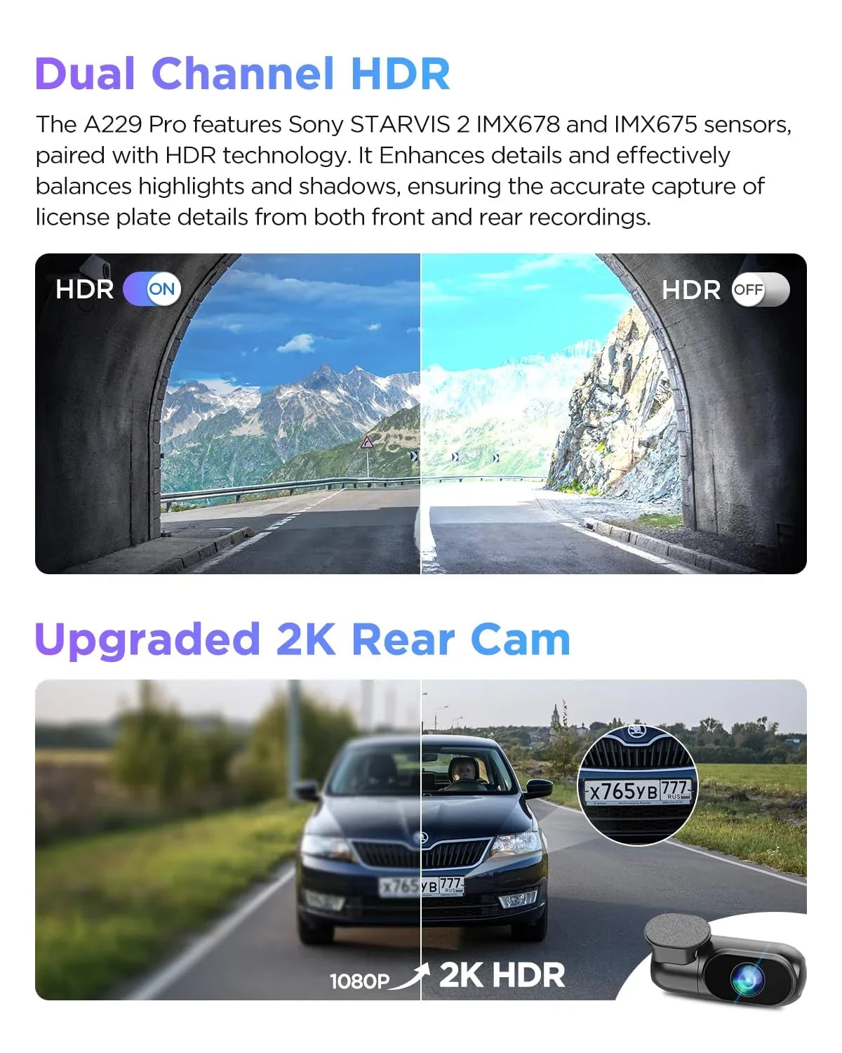 A229 IMX678 2CH 2 lb VIOFO 4K+2K Camera Pro Dual Front IMX675 with Car & GPS, STARVIS Rear Dashcam 2