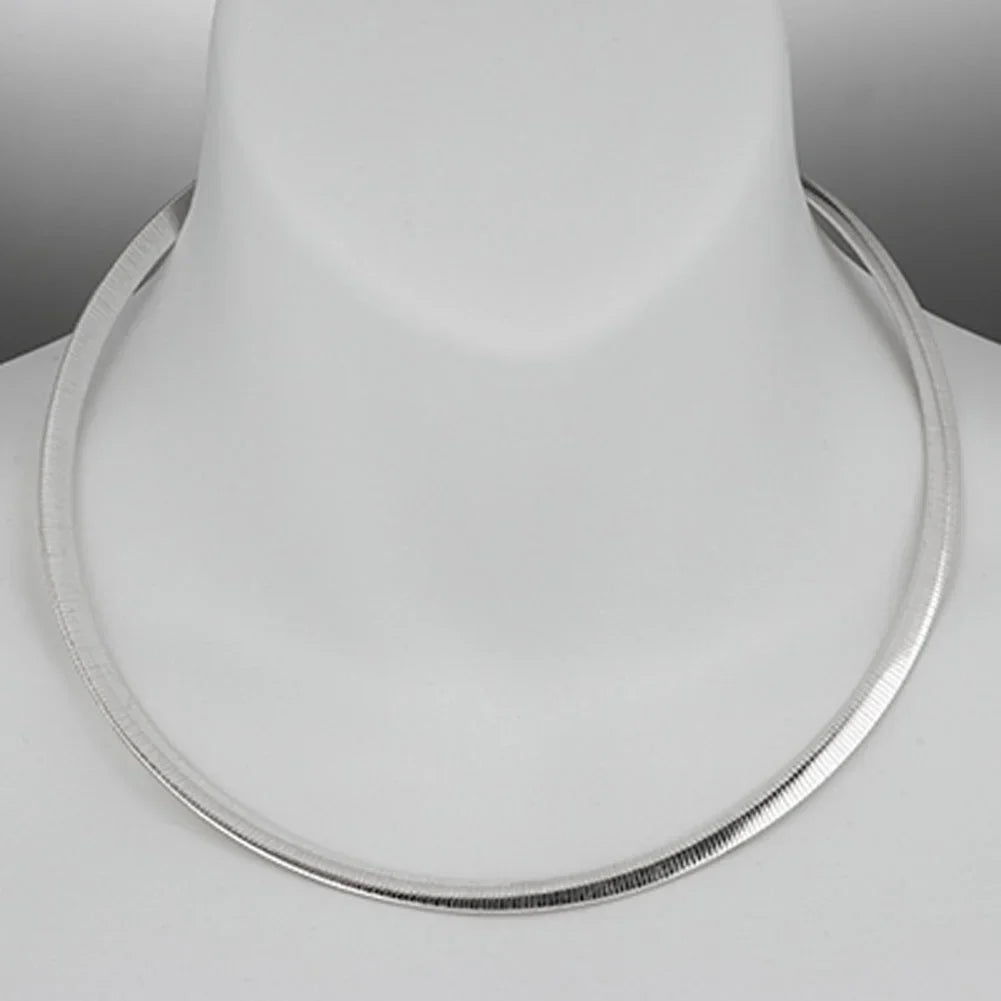 Omega Silver Sterling Reversible 925 Female Necklace 6mm Jewelry Italy Solid Chain Oval Snake 18"