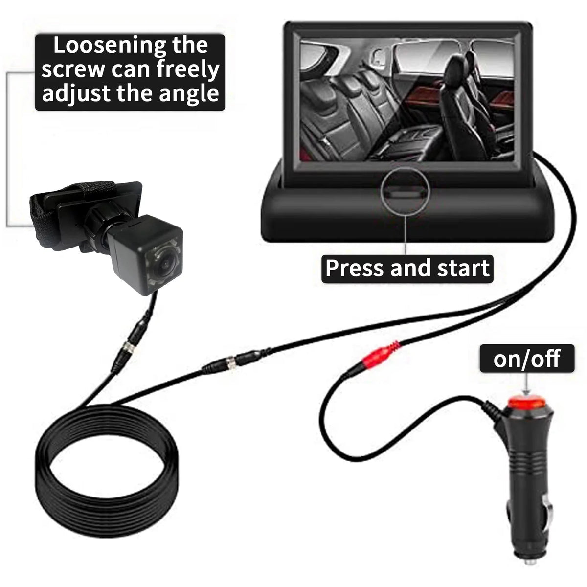 4.3'' to Facing 's Night Easily with Rear Monitor Infant Play Seat in Observe Move View Wide Car Docooler and Clear Crystal The Plug Every Car Vision View with Infrared