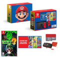 64GB Mario Choose Mansion Luigi's Games SD Switch - New Download 3 Case & of - Mario with - Nintendo Carrying Bundle Switch Bundle Red Joy-Con Micro Three One with
