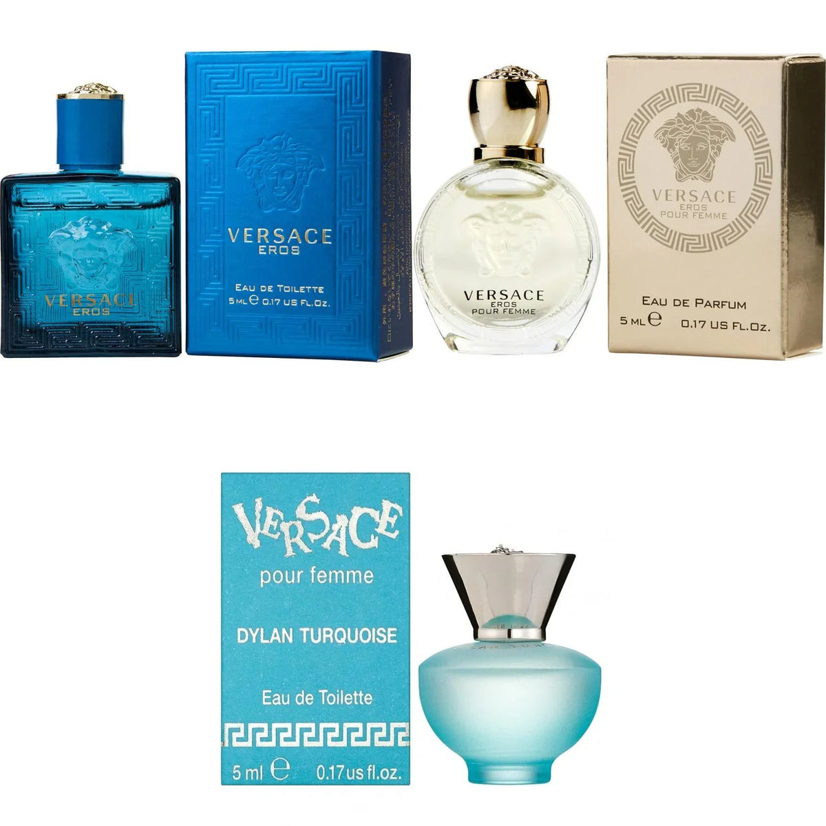 Femme - Eros 5ml 3PK Women Kit EDP, Eros Men Dylan Turquoise EDT, Versace