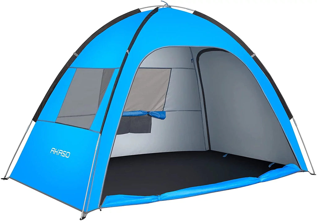 Blue Tent, Tent UPF 3-4 Beach for AKASO Person, 4.7' Beach 7.4' Assemble 50+ x