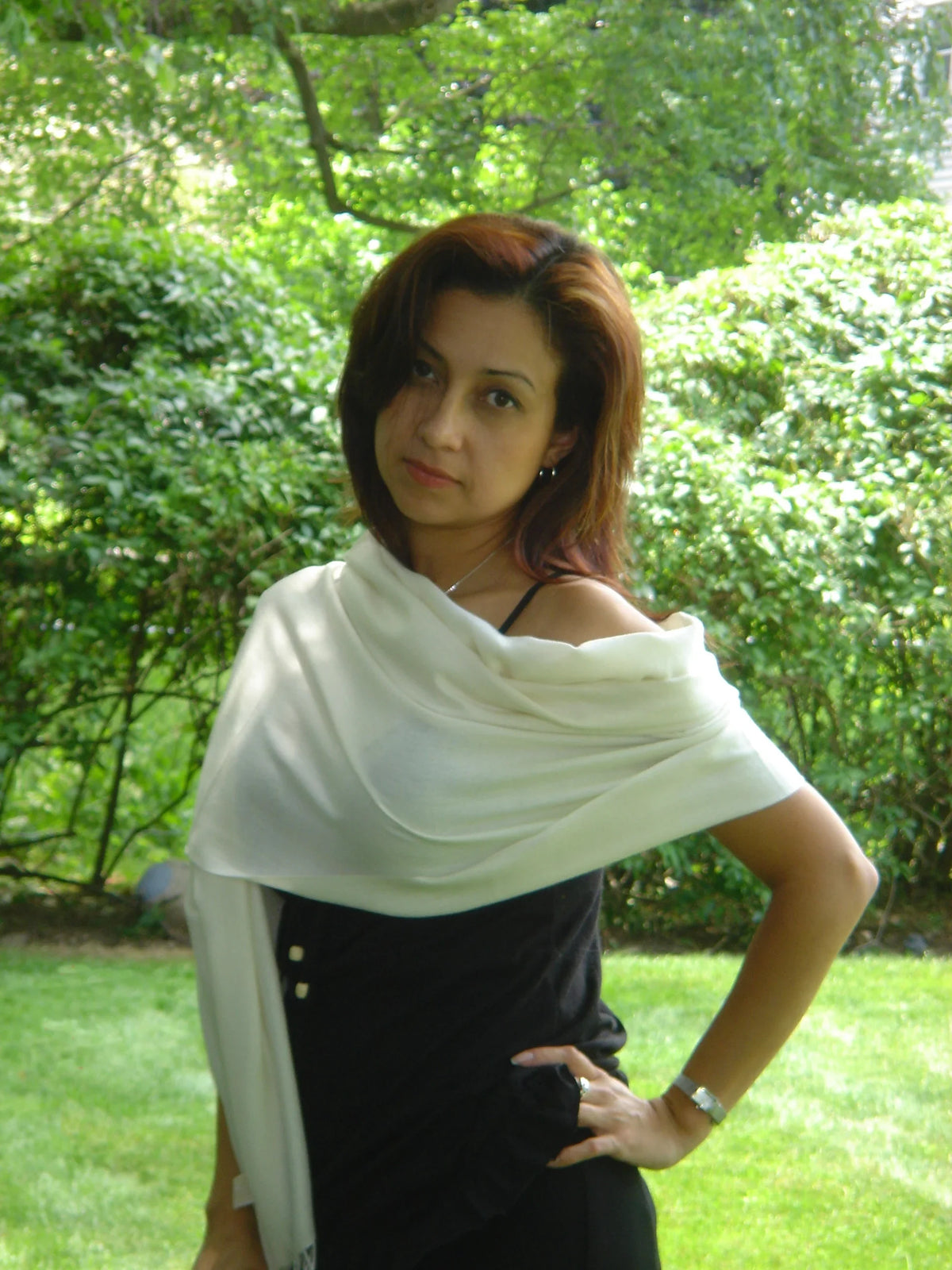 Shawl/Cashmere Scarf/Wool/Silk Shawl/Shawls/Scarf/Scarves/Wrap/Stole/Muffler/Cape/Ruana/Blanket/Throw/Pashmina Regular Shawl) (Cream/Ivory