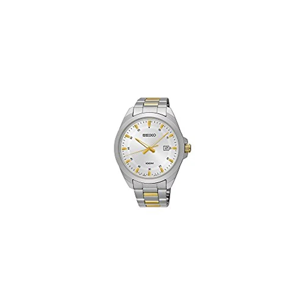 Stainless Seiko Date Watch with Men's Steel Silver Dial