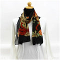 muffler Ferragamo rectangle ladies (Like paper stole New) SALVATORE FERRAGAMO scarf pattern black Pre-Owned ribbon Salvatore silk