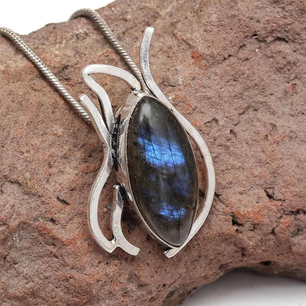 Garnet Gemstone Sterling Labradorite 925 Jewelry Necklace Silver Handmade