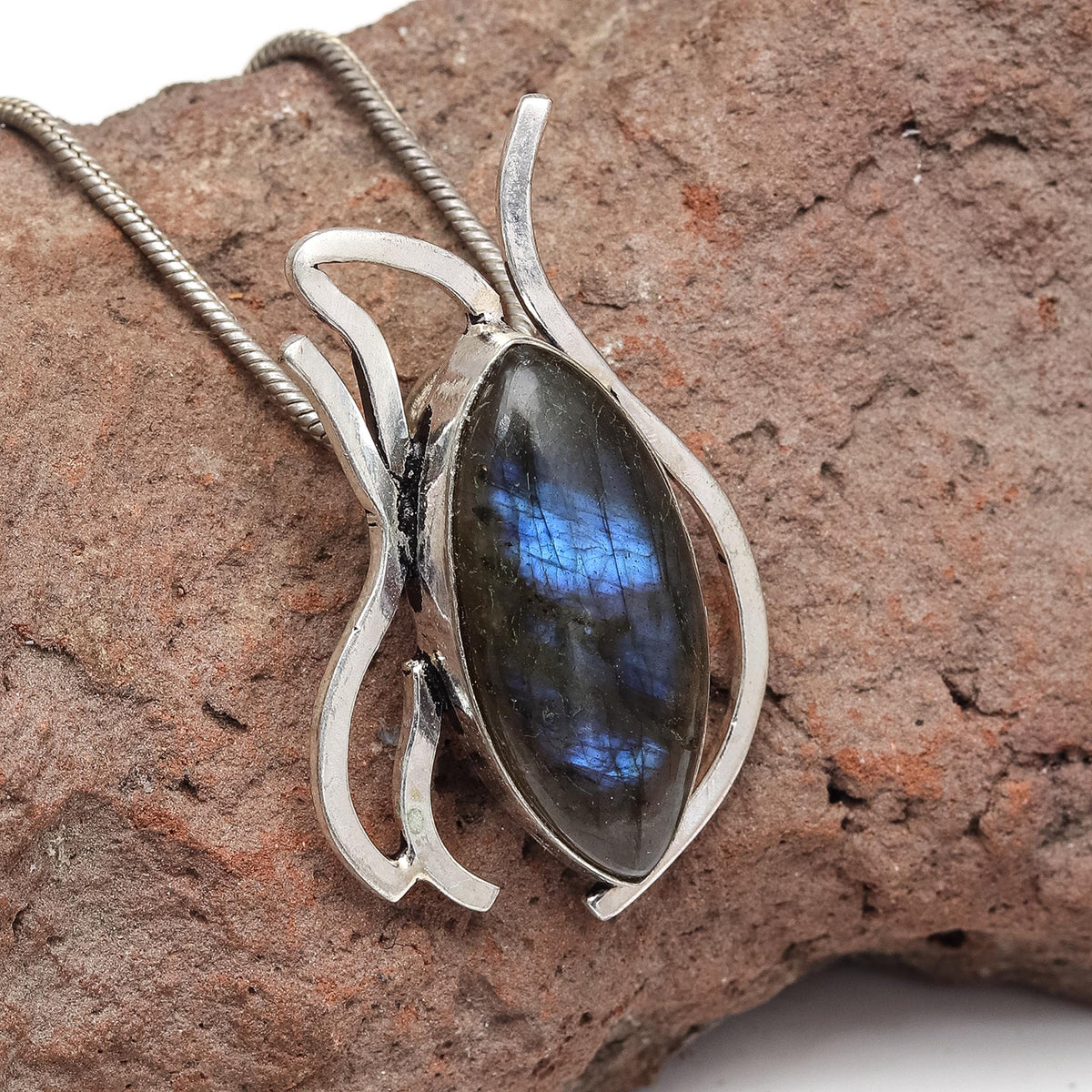 Garnet Gemstone Sterling Labradorite 925 Jewelry Necklace Silver Handmade