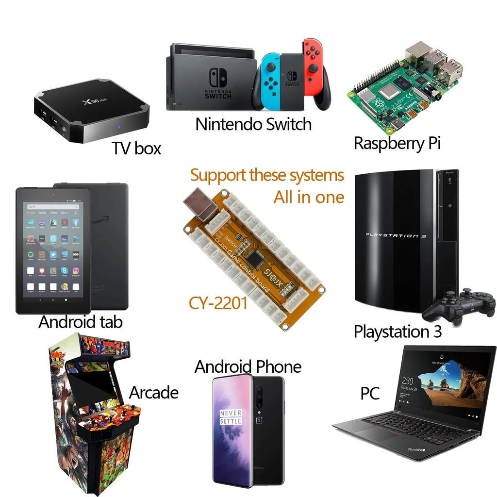 Controller Cherry Arcade Nintendo 2 MAME SJ@JX Retropie PS3 Joystick MX Encoder USB Game Gamepad Raspberry Player PC Switch Button for Pi 8way Microswitch