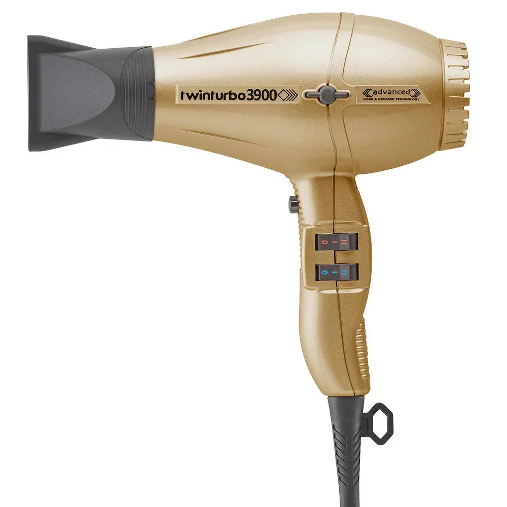 Gold Eco Dryer Blow 2 Hair & Technology Hot Friendly Advanced Power and Black (Bundle Items) Ceramic Attachment Turbo 3900 TwinTurbo Ionic -