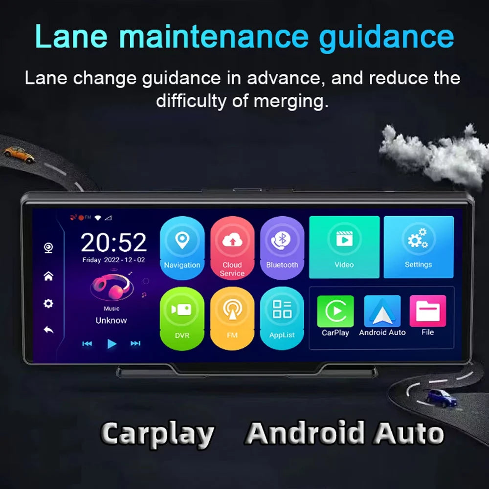 Recorder Car Camera Viewing 170 Camcorder Recorder Dual Auto Car Wide System Angle Docooler Car Cam Degree DVR Lens Dash Night Positioning Global Multi-language Video Navigation 10.26in