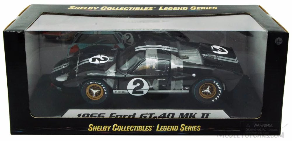 MK Car #2, - 1/18 GT-40 - Stripes Toy II 1966 Scale Shelby w/ Black SC408 Ford Diecast Silver Model
