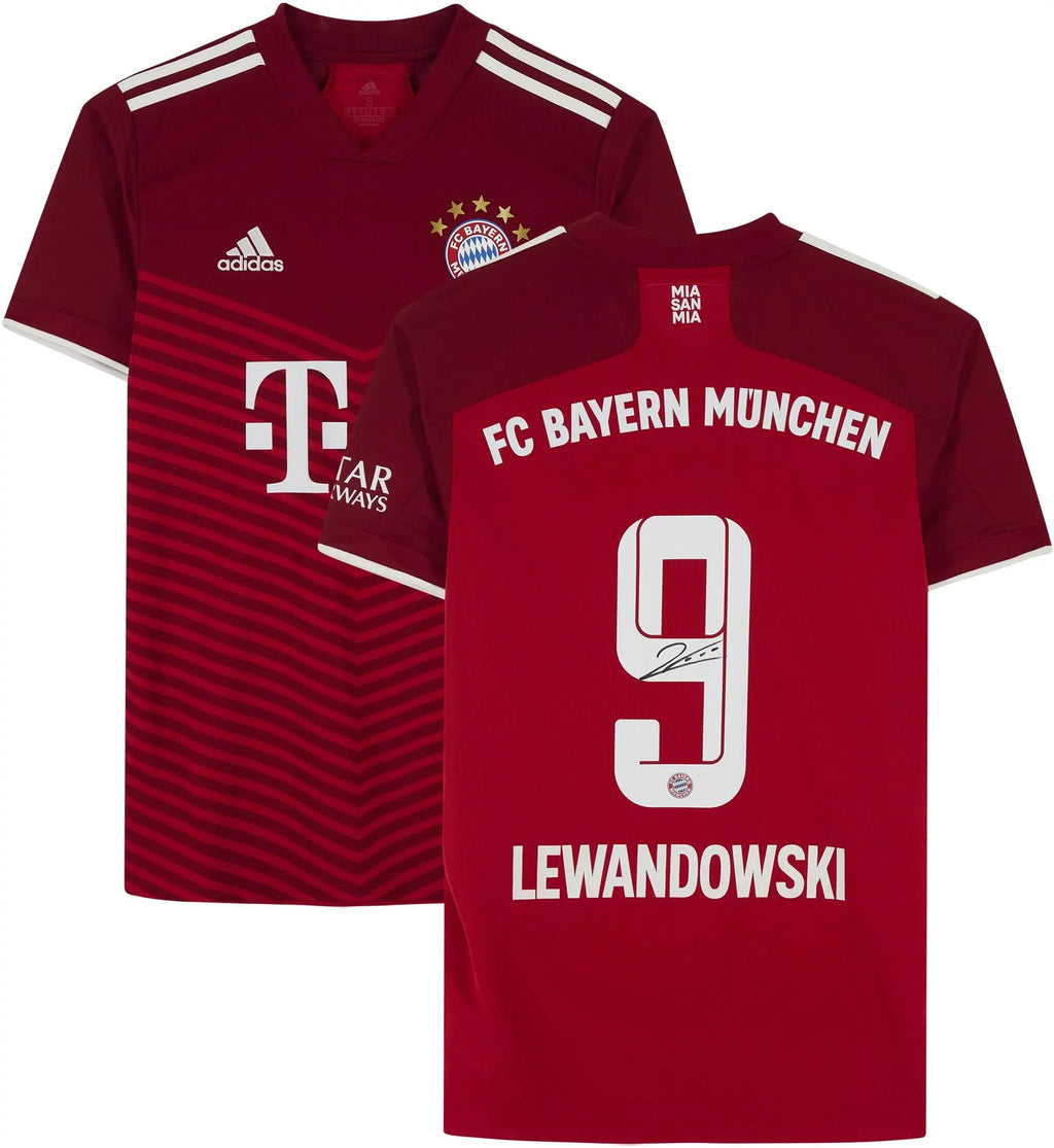 Bayern Jersey Robert -2022 Authentic Certified Munich Autographed Lewandowski Adidas Fanatics 2021 Red -