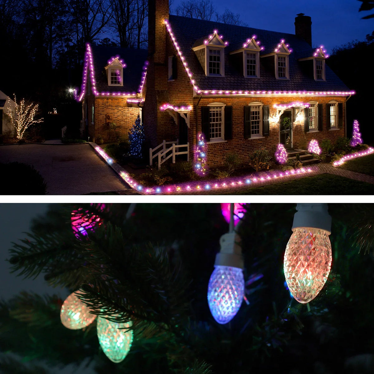 Eva's Bulbs Lights Color Waterproof Changing C9 23ft Light Outdoor, 20 LED Lights Christmas String