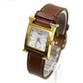 □G White Watch Ladies Hermes (Good) Brown x Dial: HERMES H Pre-Owned Gold HH1.201 Quartz