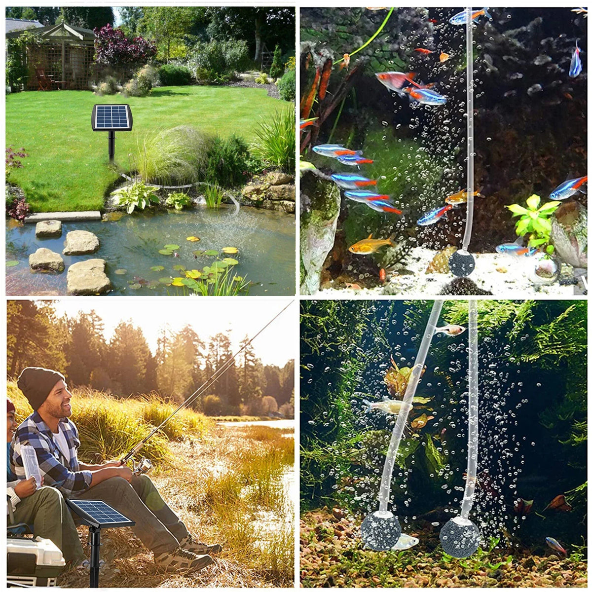 Stones Garden Oxygenator Fish Pool with Pump 8.2ft Aerator Pond for Oxygen Pump Air Fish Solar 2 Aquarium moobody Aerator Air Pipe Bubble 2W Plug-in Oxygen Fishing 6V