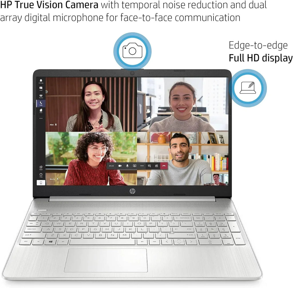 Silver, 4.2, Intel i5-1135G7, Home 512GB HD Laptop Natural Iris 15.6" Graphic, 15 RAM, Computer, Full Windows 6, 4-core 16GB Wi-Fi Business 11 SSD, Xe PCIe HP BT