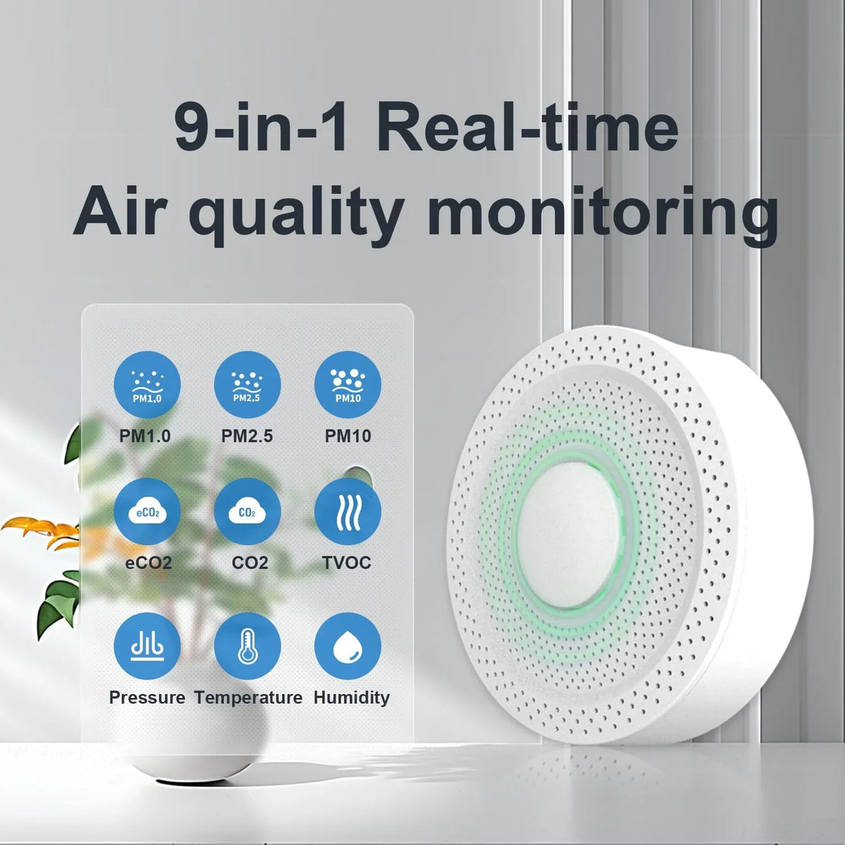 WiFi/RS485/LAN Alerts, Quality Connectivity Monitor & Multiple TVOC, AQS1 Humidity, PM1/2.5/10, Air Temperature 9-in-1 - UbiBot CO2/CO2e,