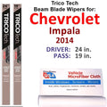 (Set 2) Blade Beam Chevrolet of Wipers 2014 Impala