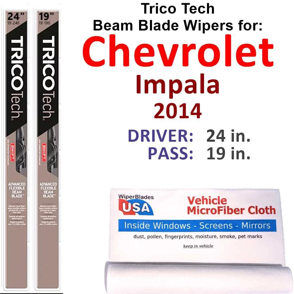 (Set 2) Blade Beam Chevrolet of Wipers 2014 Impala