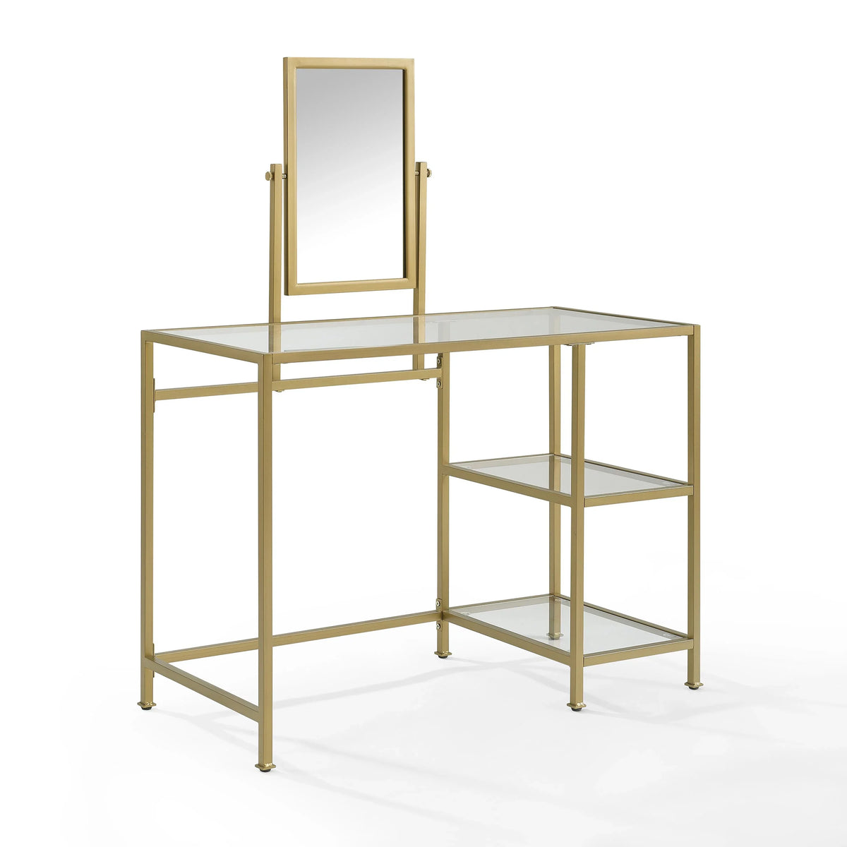 Furniture in Aimee Glass Tempered Crosley 2-Piece Vanity Desk/Mirror Soft Gold