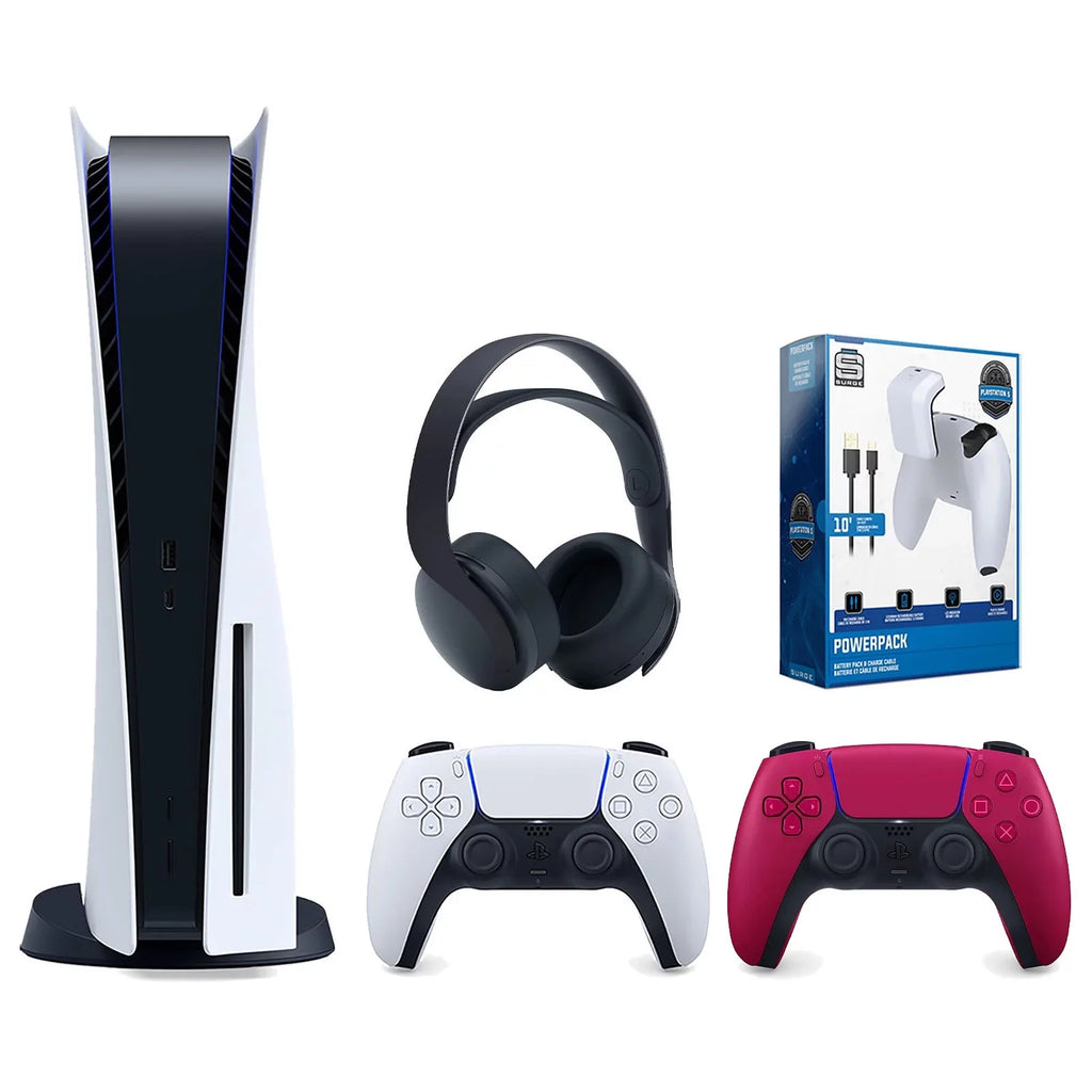 Battery PULSE Disc Playstation Controller, Pack & Version Charge 3D Red Extra PowerPack Black and 5 Console Bundle Sony Surge Headset Cable with